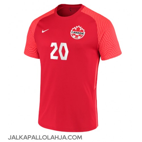 Kanada Jonathan David #20 Kopio Koti Pelipaita MM-kisat 2022 Lyhyet Hihat